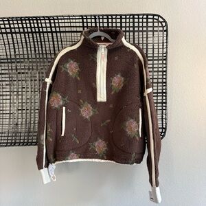 Free people Mountain High Embroidered Half Zip Fleece